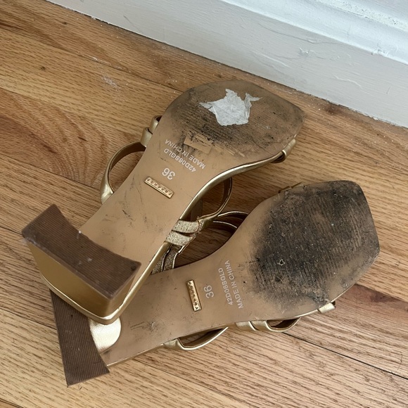 Topshop gold block heel sandals - Picture 4 of 4